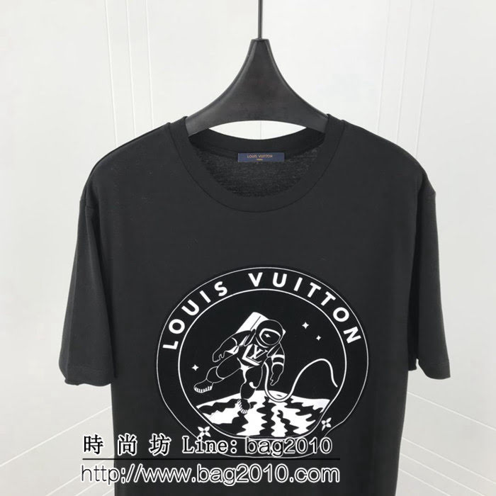 LV路易威登 太空宇航員系列 官網秀款 19ss早春新款 黑色純棉短袖 男女同款 ydi1813